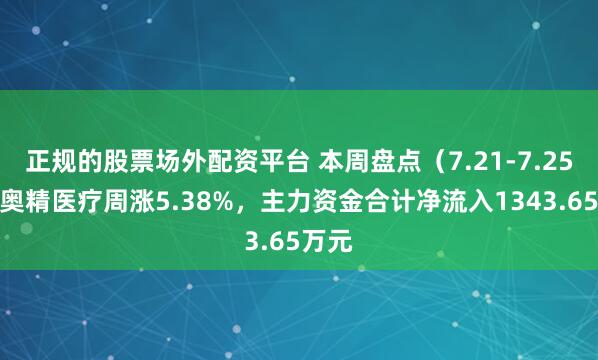 正规的股票场外配资平台 本周盘点（7.21-7.25）：奥精医疗周涨5.38%，主力资金合计净流入1343.65万元